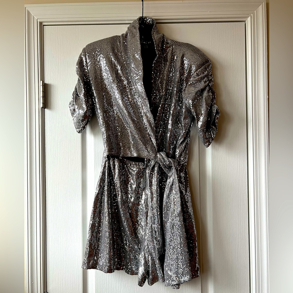 Zara silver sequins play suit